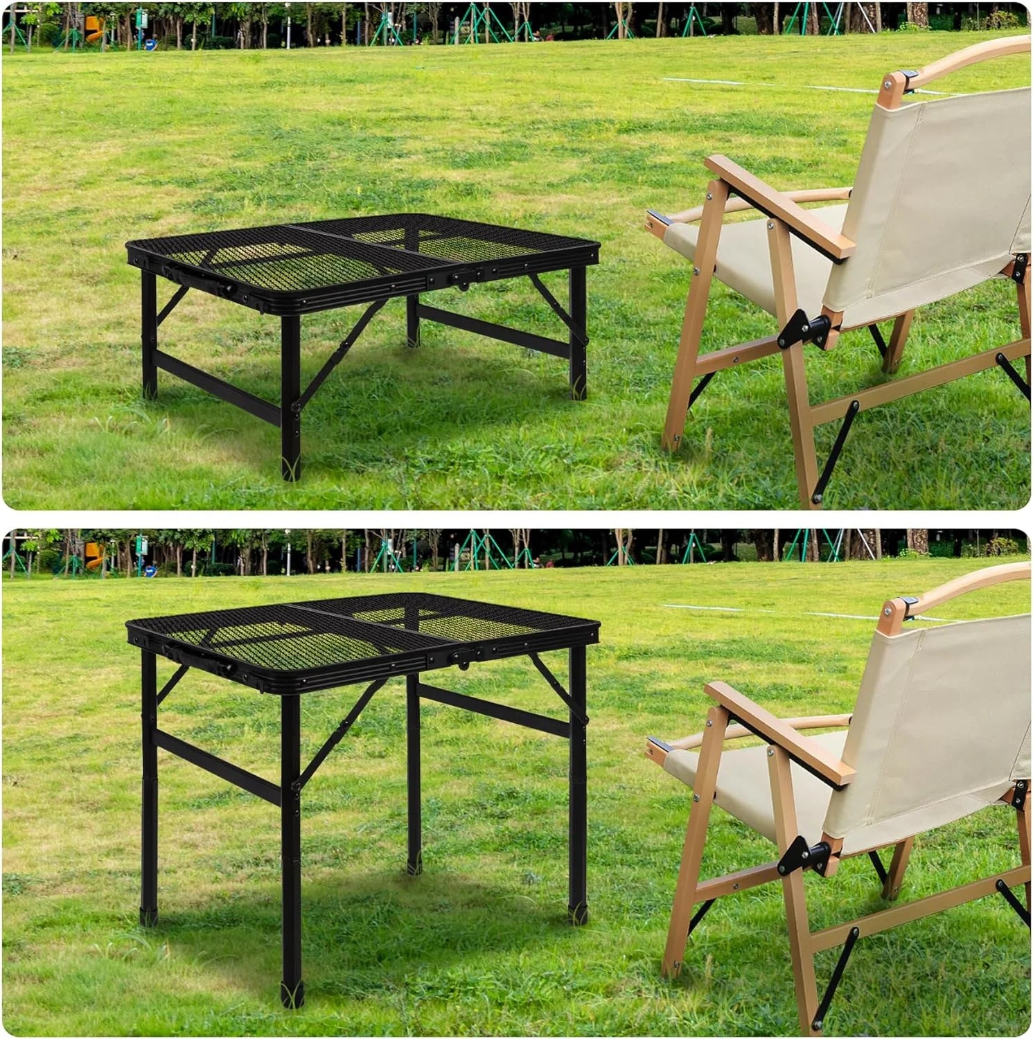 Lightweight Folding Grill Table with Mesh Desktop, Black